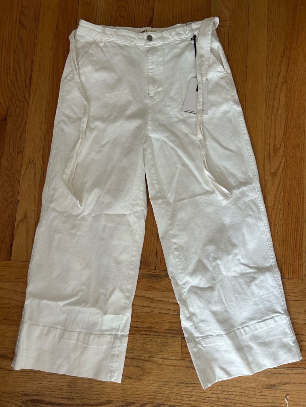 Oat New York White Wide-Leg Cotton Chinos